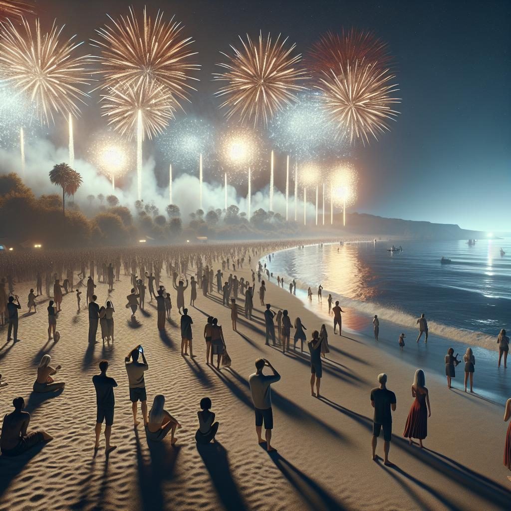 Fireworks on the beach.