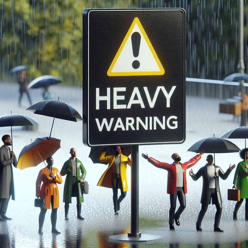 Heavy rain warning sign