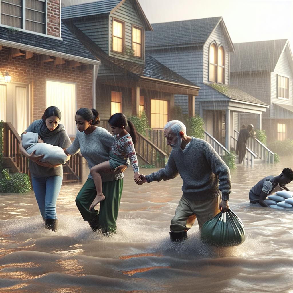 Flooded homes evacuation.