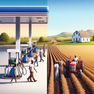 Gas station vs. farmland