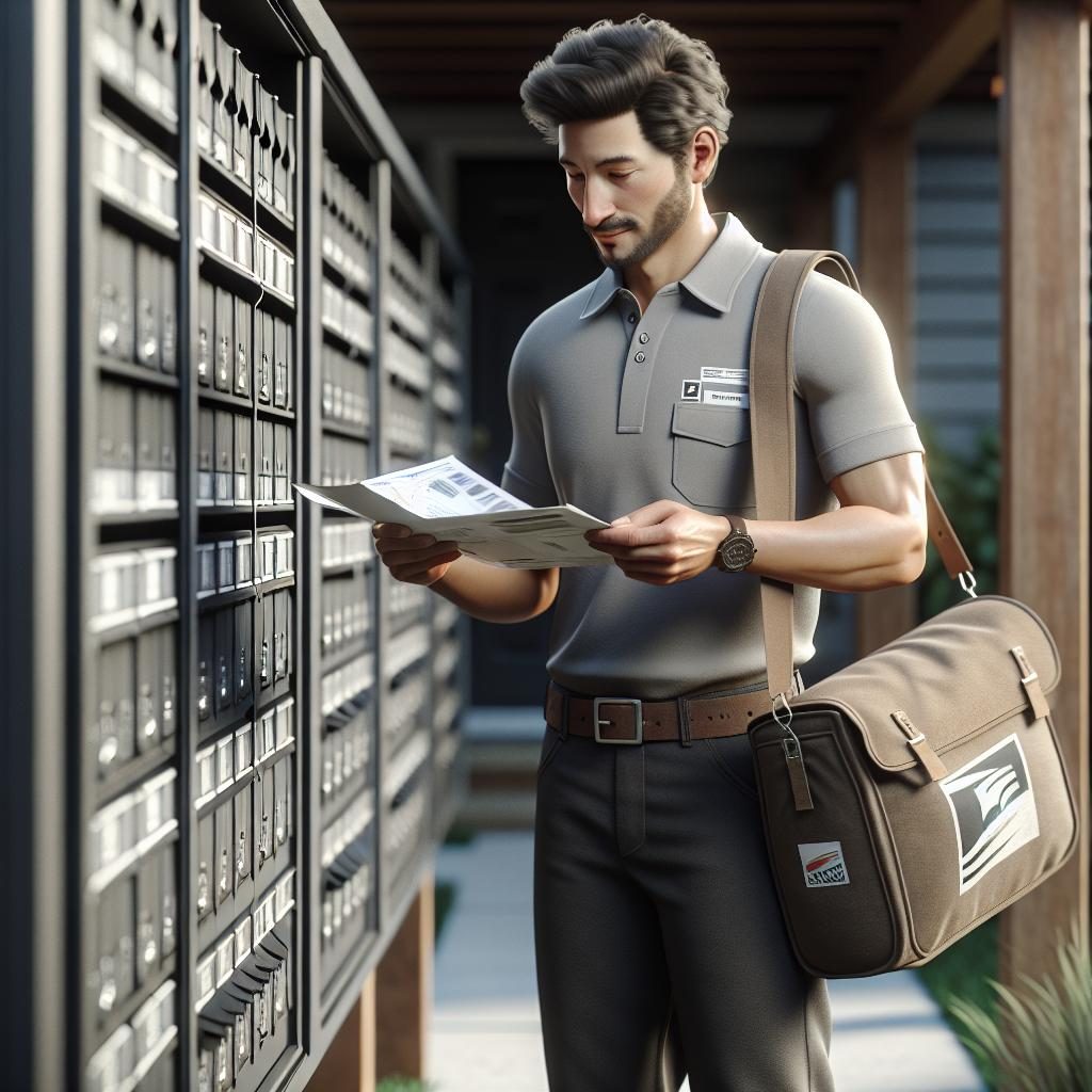 Mail carrier delivering mail