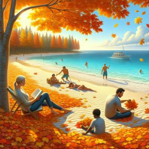 Fall beach scene concept.