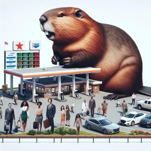 Giant beaver gas station.