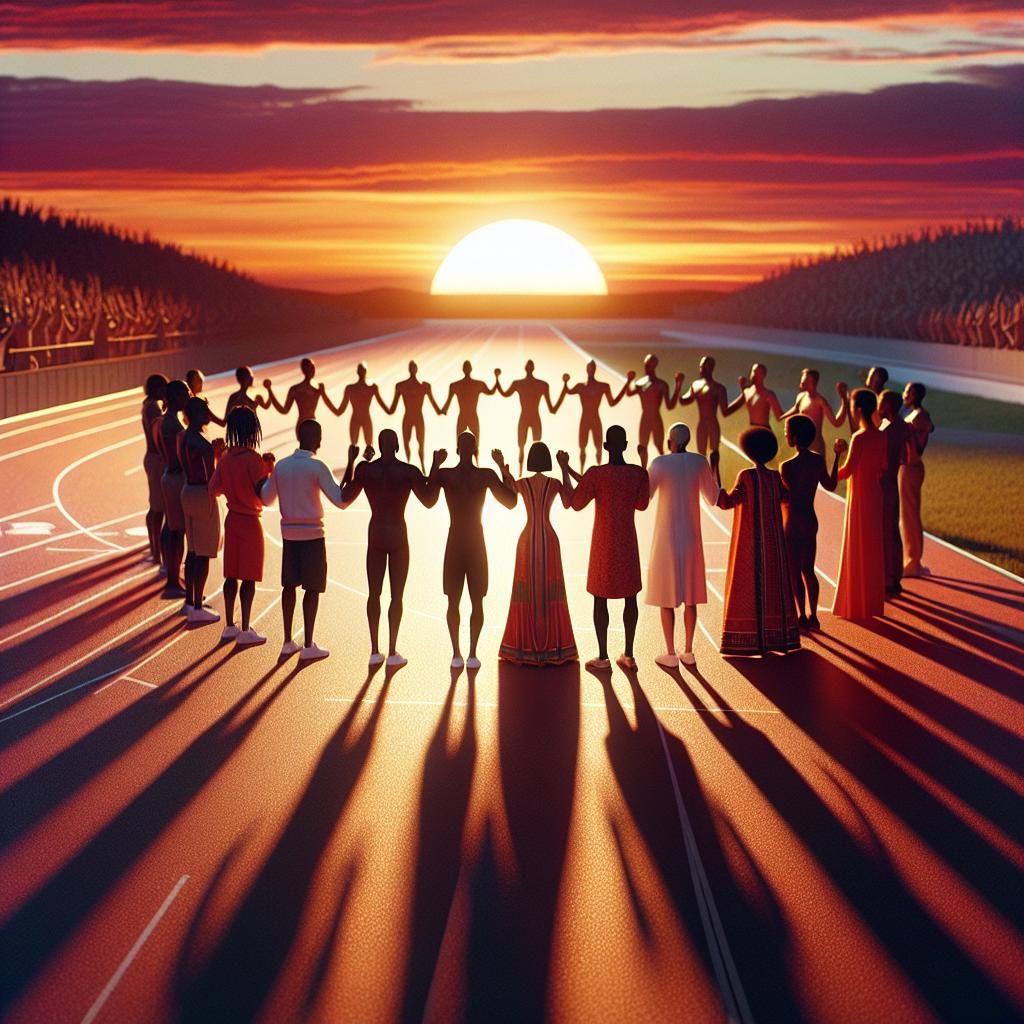 Sunset ceremony at track.