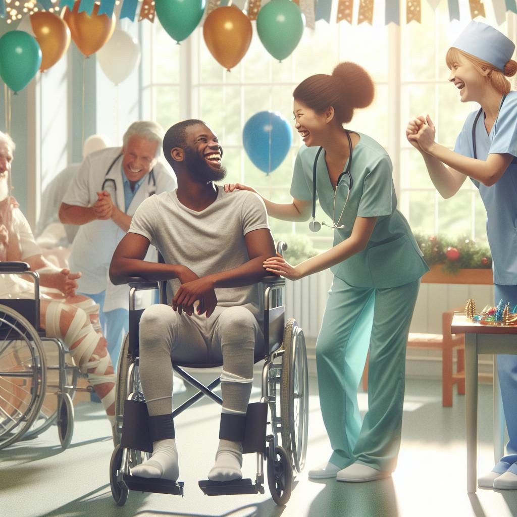 Rehabilitation hospital celebration concept.