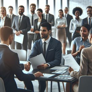 Job seekers meeting employers