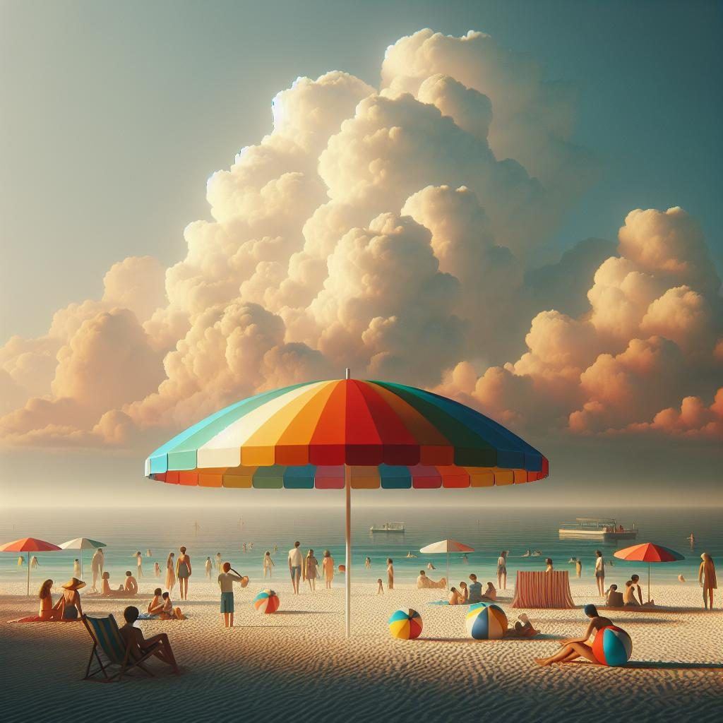 Beach Umbrella and Clouds