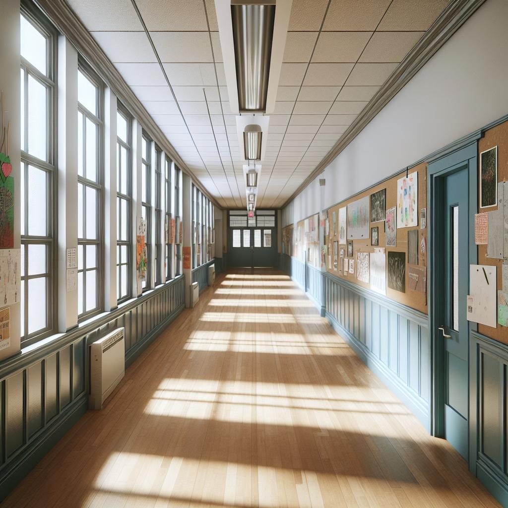 Empty school hallway