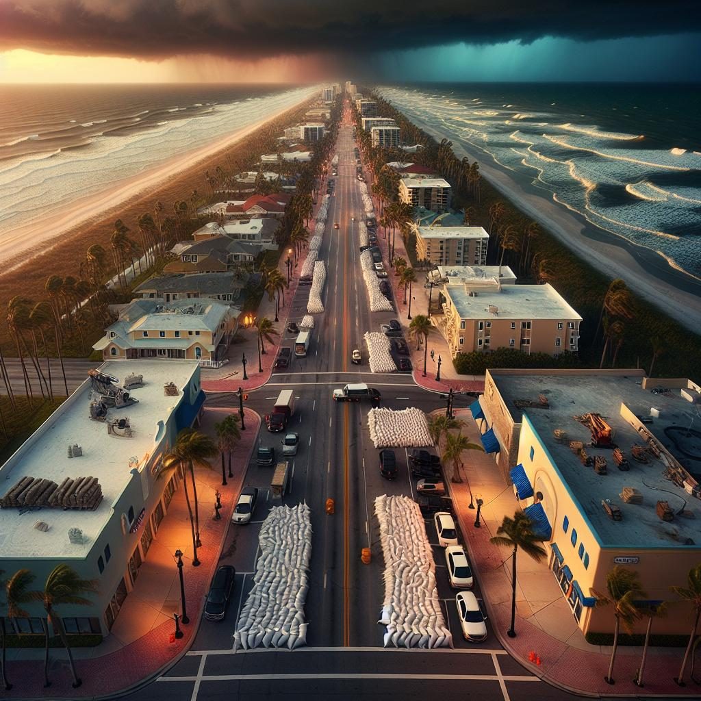 Florida storm preparations aerial