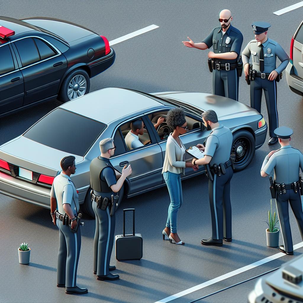 Police traffic stop scene