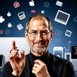 Steve Jobs showcasing his revolutionary marketing strategies