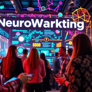 An illustration of consumers engaging with digital marketing content through neuromarketing techniques.