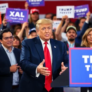 Donald Trump engaging with supporters during a campaign event