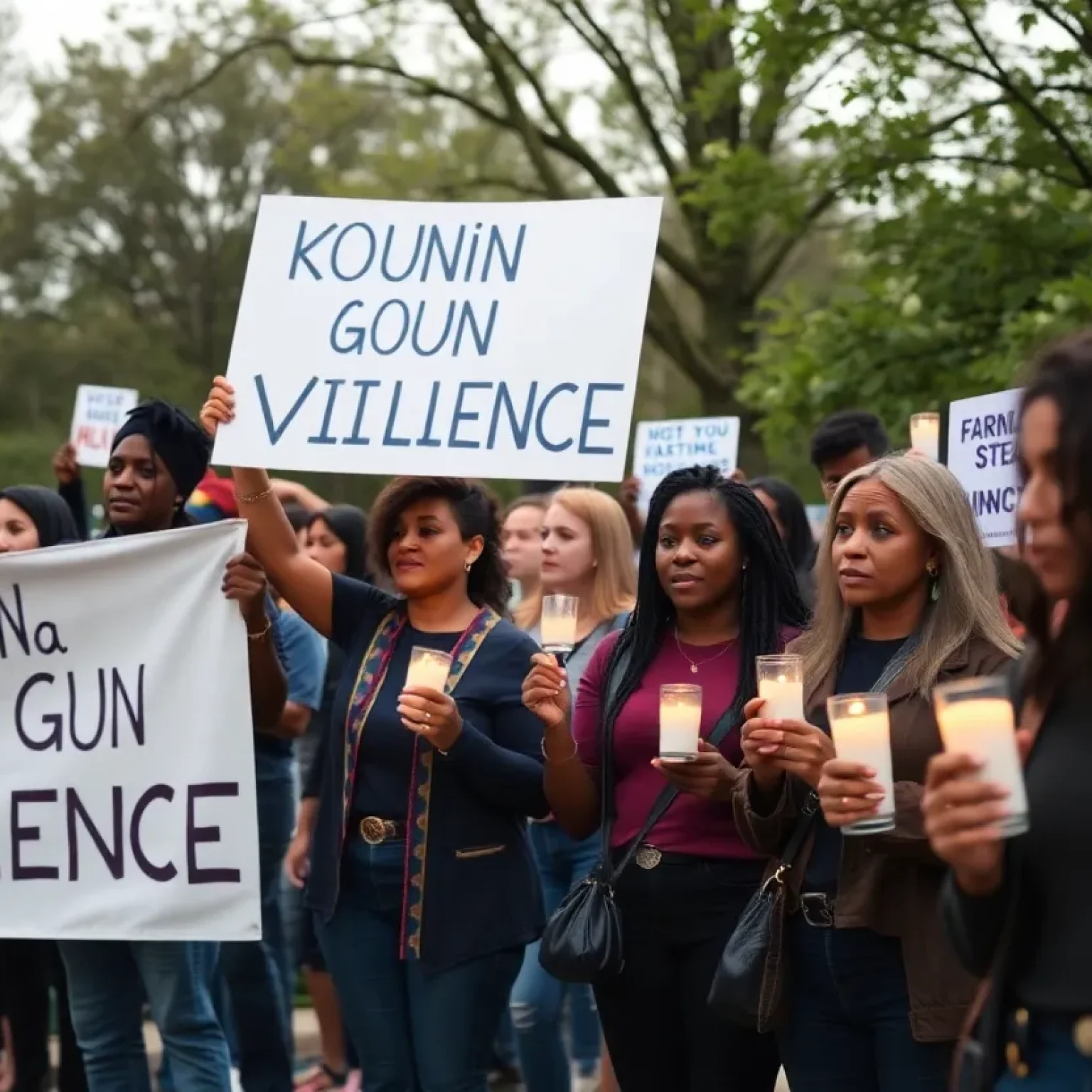 Community members protesting against gun violence in Florence County.