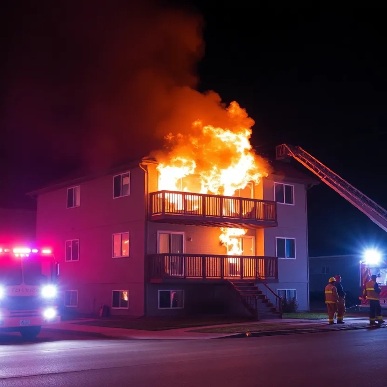 Firefighters battling a large fire at Coventry Lane Apartments