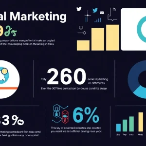 Infographic showcasing digital marketing strategies and statistics