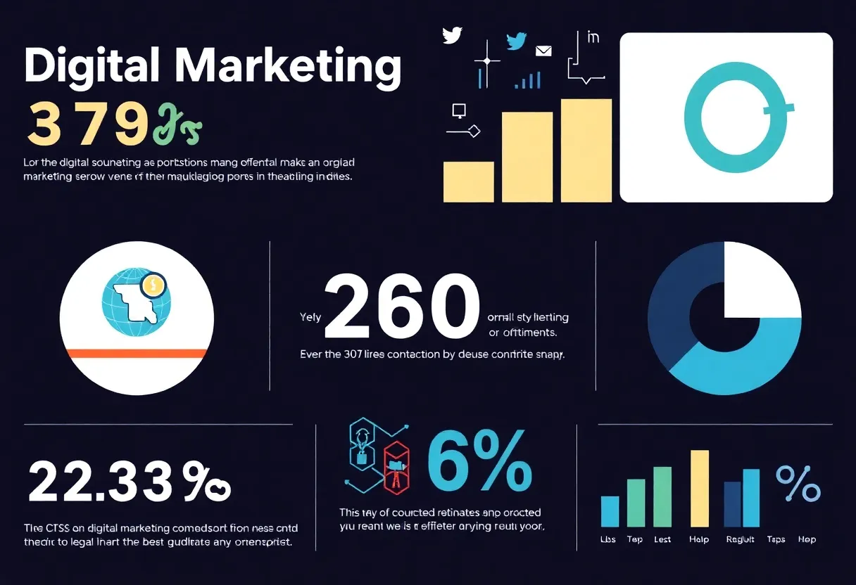 Infographic showcasing digital marketing strategies and statistics