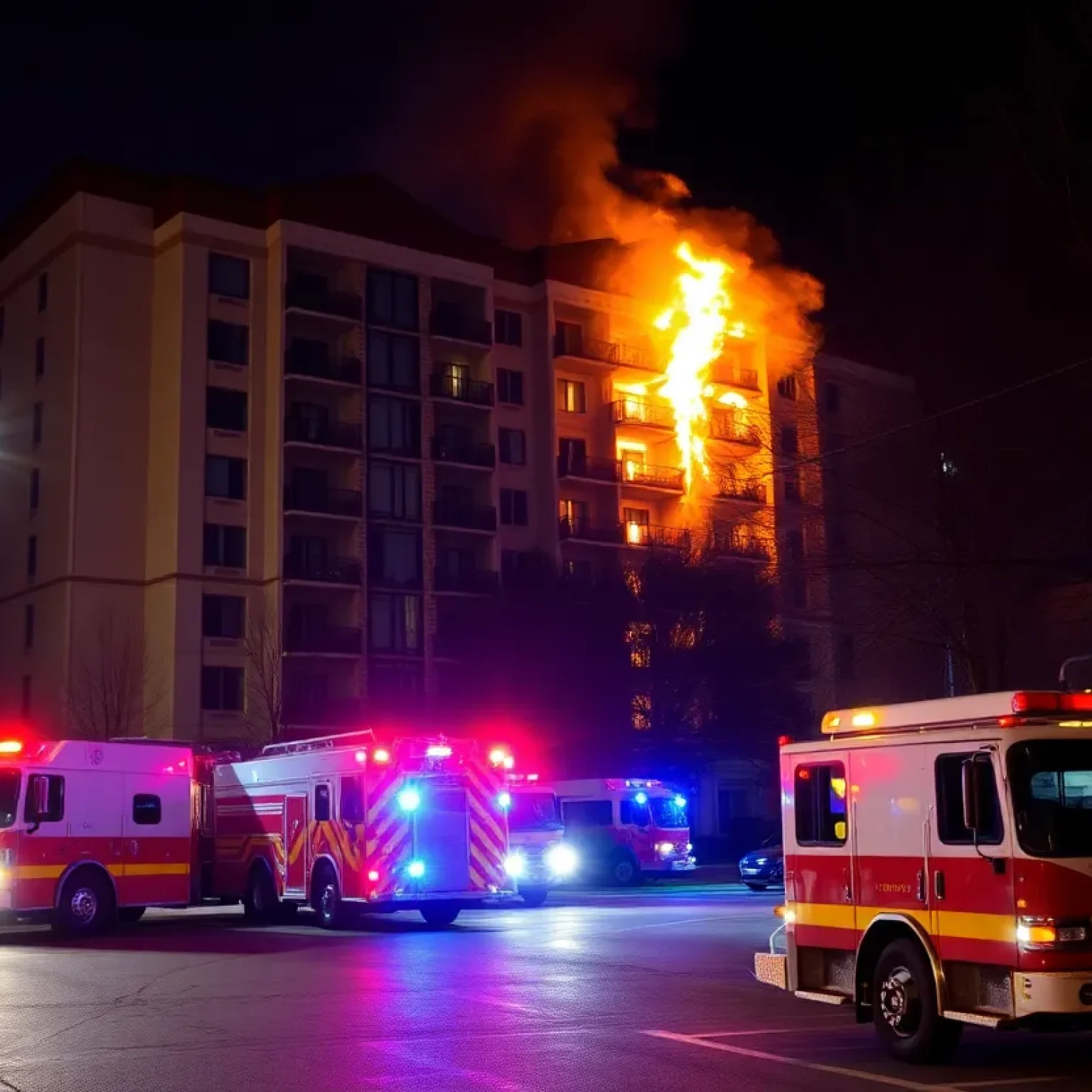 Emergency responders battling a fire at an apartment complex in Florence, SC