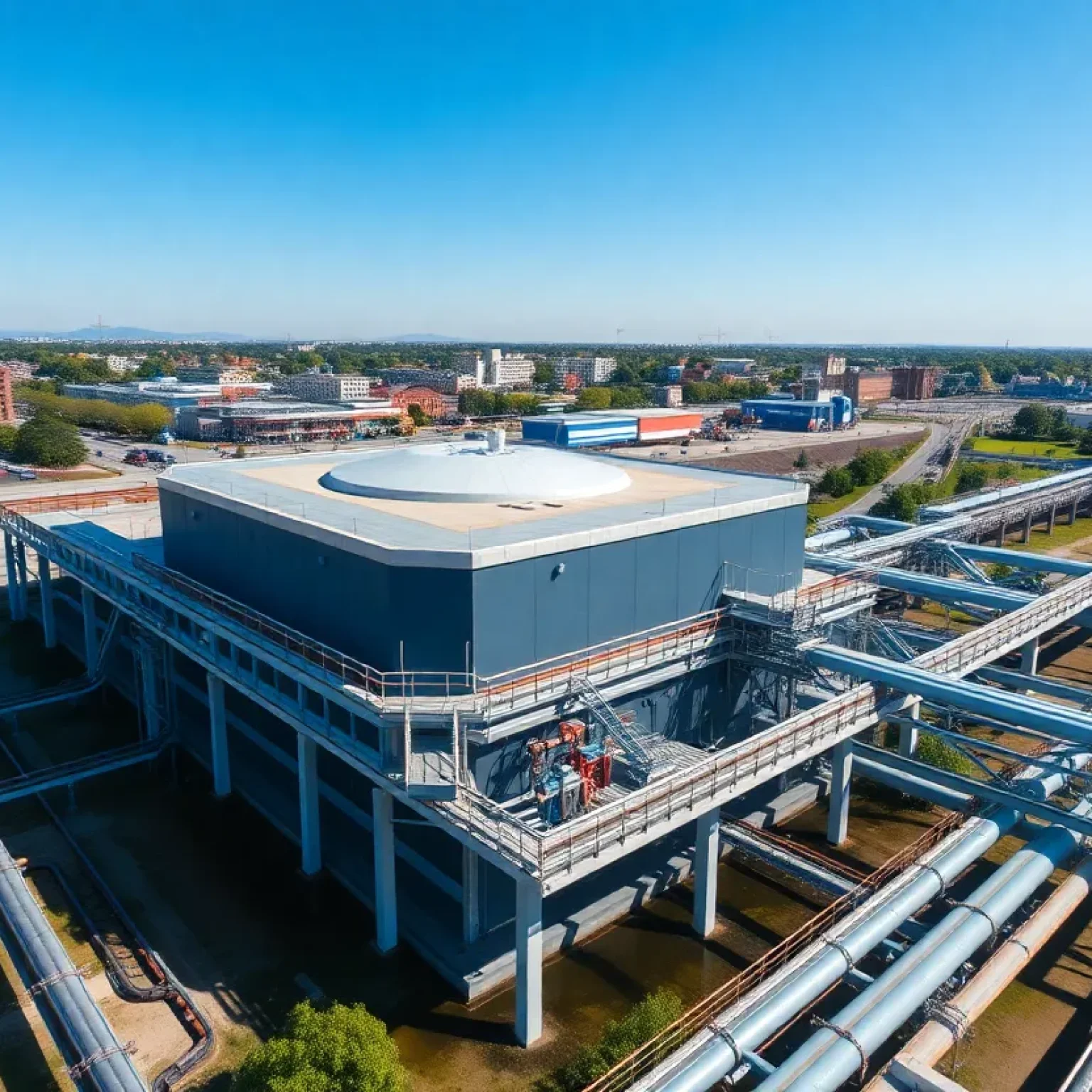 Aerial view of a modern water treatment facility in Florence, S.C.