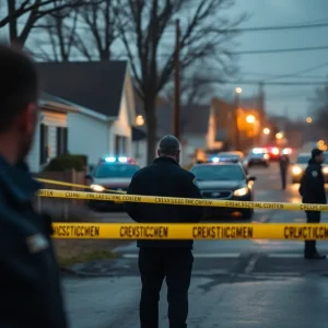 Police officers investigating a crime scene in Lake City, South Carolina