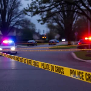 Police cordon at a stabbing incident scene in Florence, S.C.