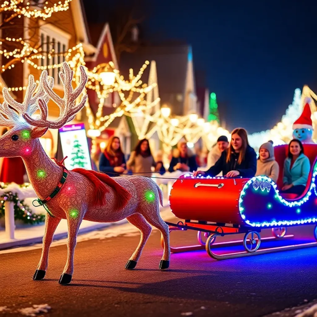 Handcrafted reindeer and Santa sleigh decorations on Cherokee Road in Florence, SC