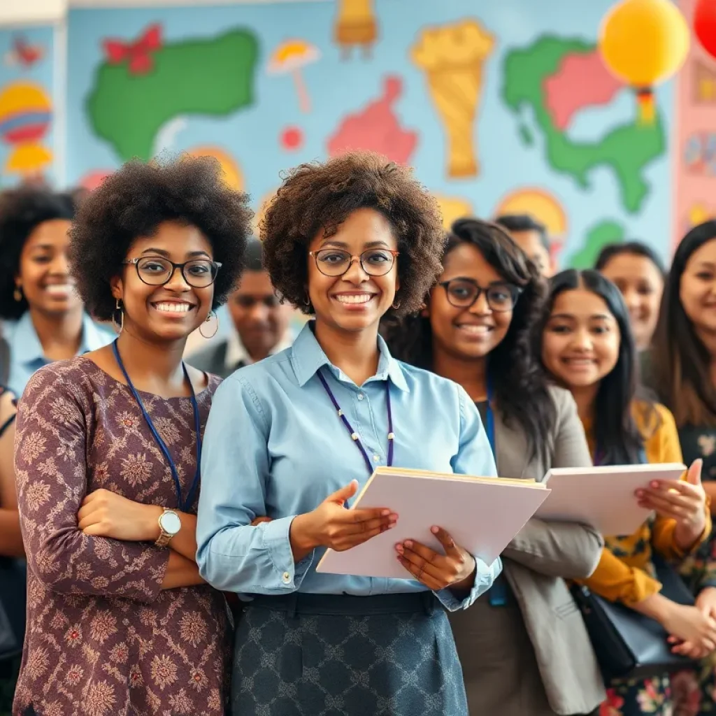 Teachers at Royall Elementary School event promoting diversity