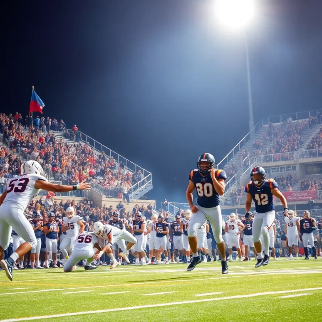 High school football players celebrating a championship win