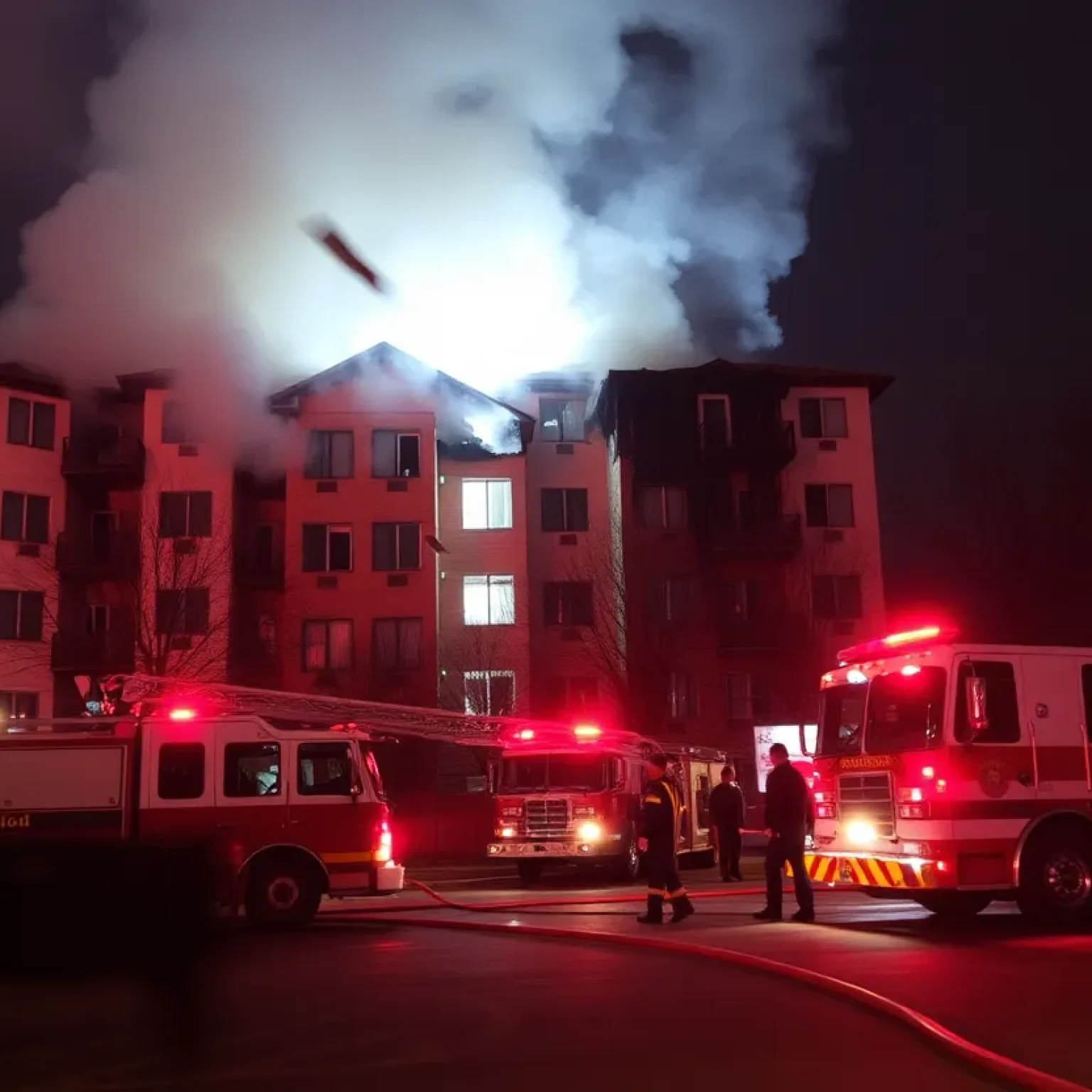 Firefighters responding to a large fire at an apartment complex in West Florence on Christmas Eve.