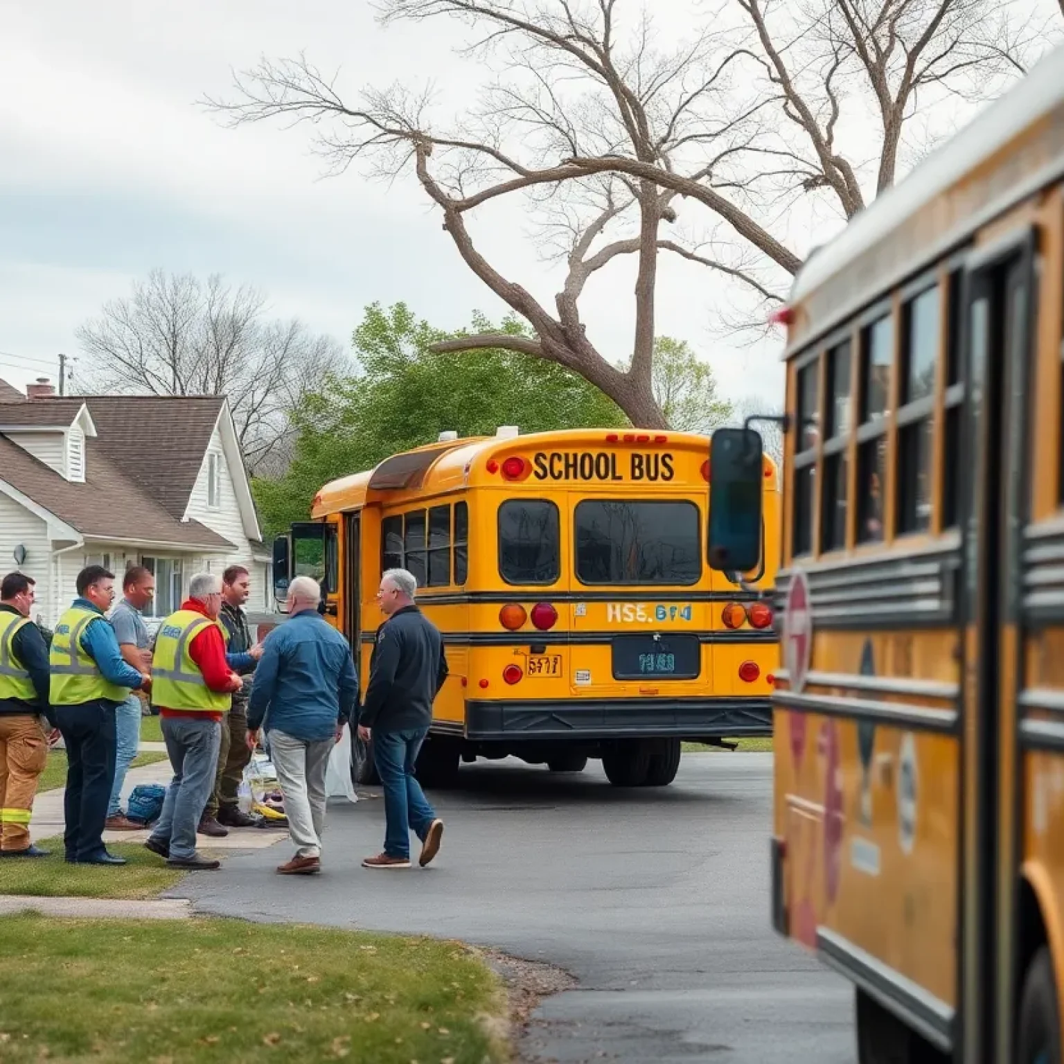 Emergency responders at the scene of the Burlington school bus crash