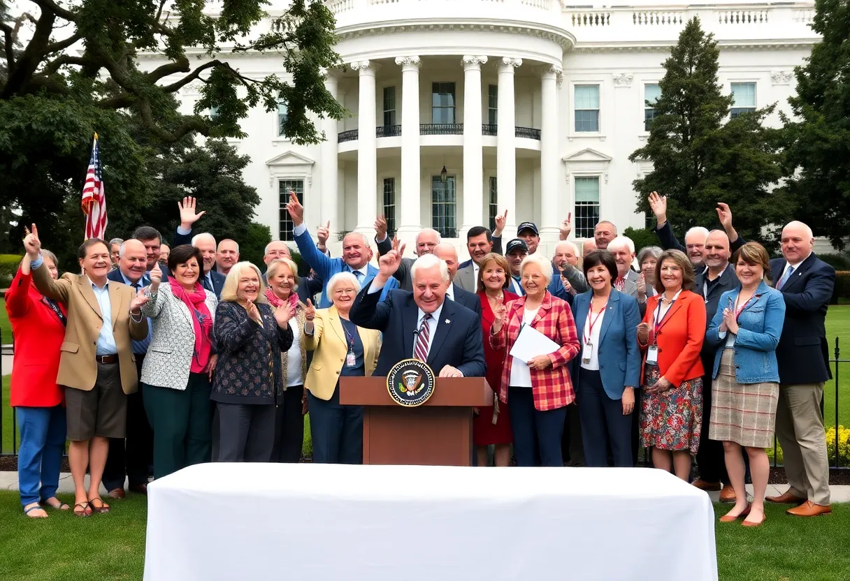 Retired public workers celebrating the signing of the Social Security Fairness Act