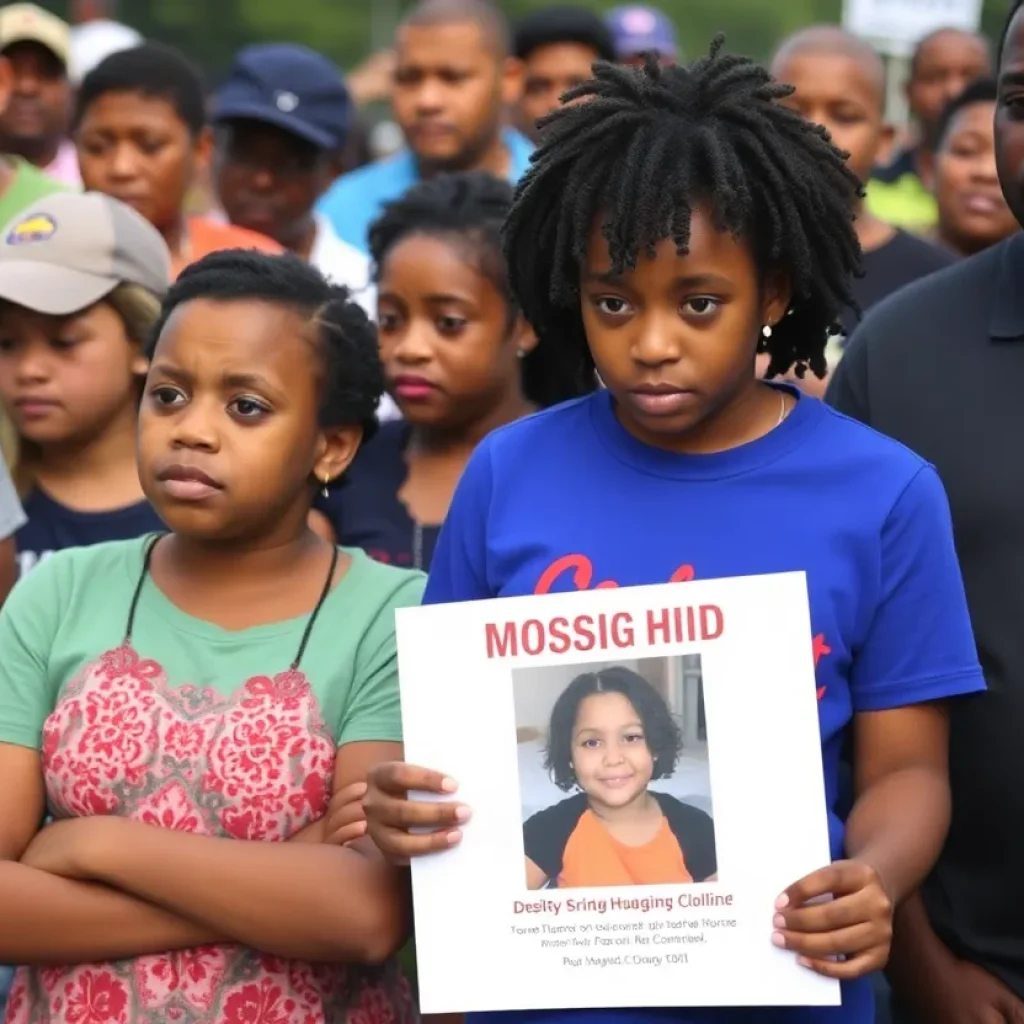 Community members gather in Florence SC during a search for a missing child.