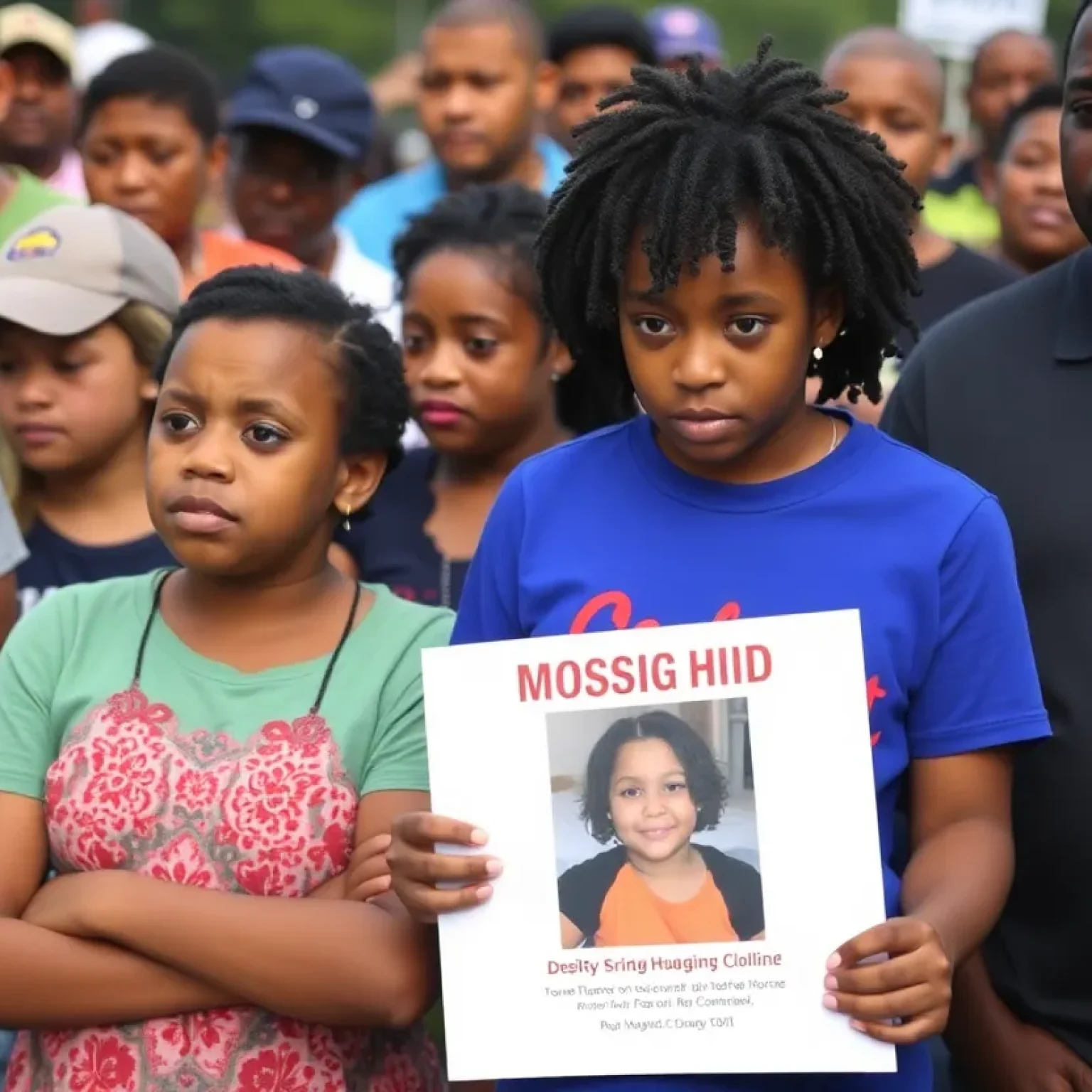 Community members gather in Florence SC during a search for a missing child.