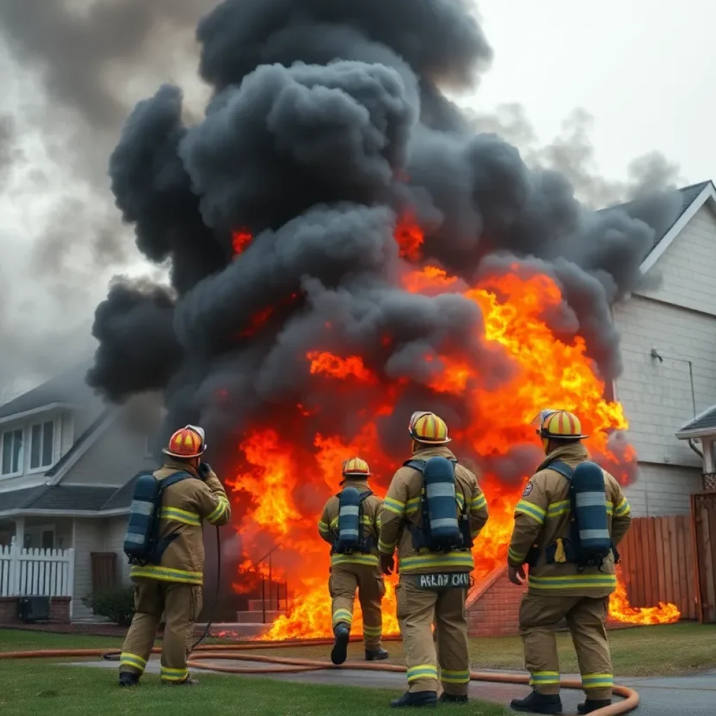 Firefighters controlling a fire in Florence SC