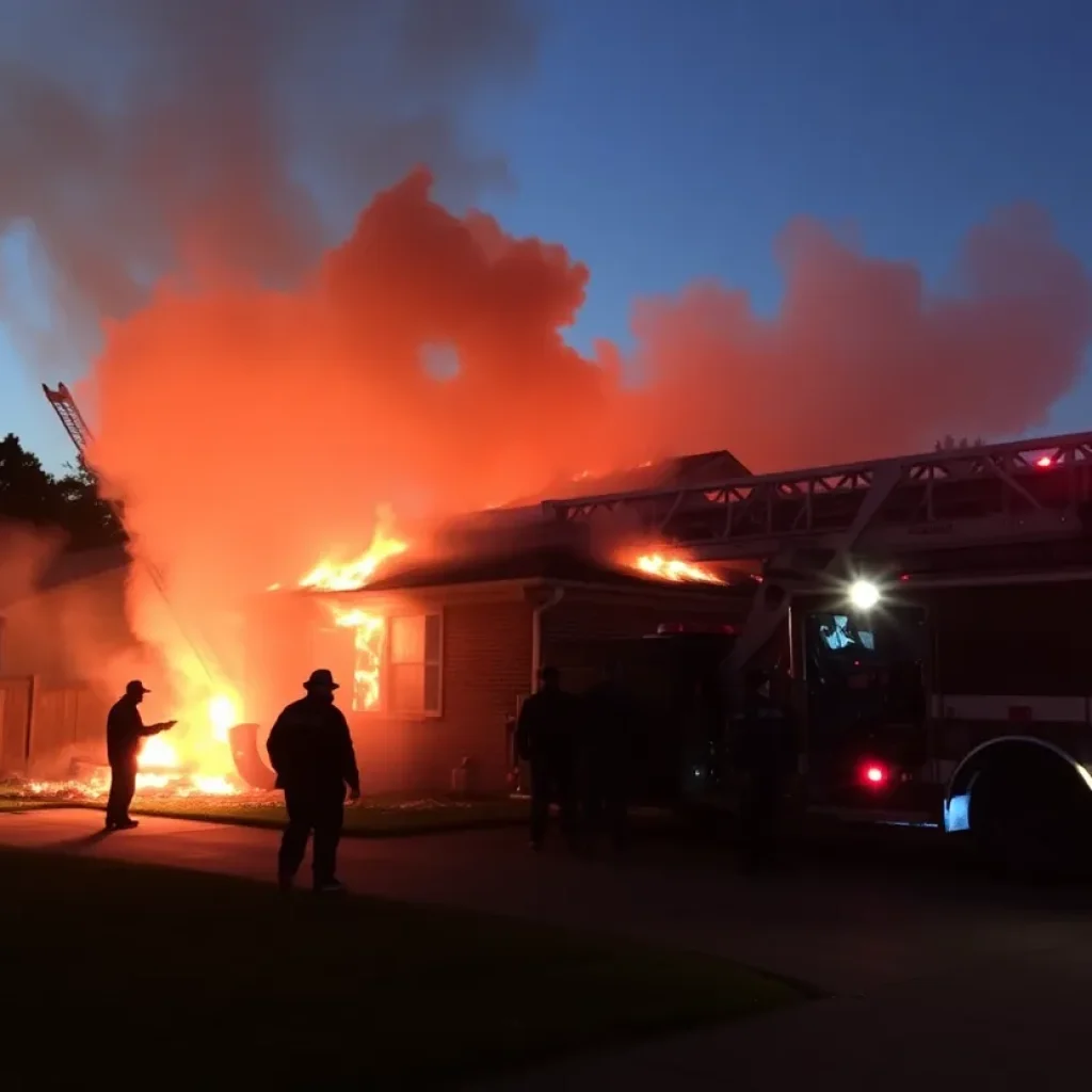 Firefighters working to extinguish a fire at a residence in Florence County.