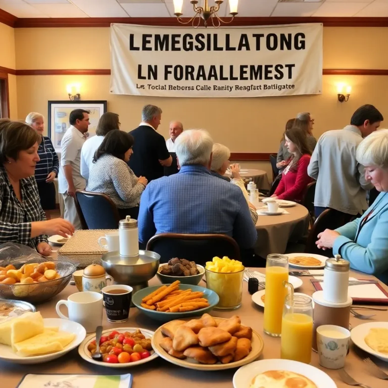 Community members enjoying breakfast at the Florence winter breakfast event