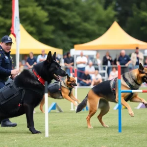 Florence County K9 dog performing agility at competition