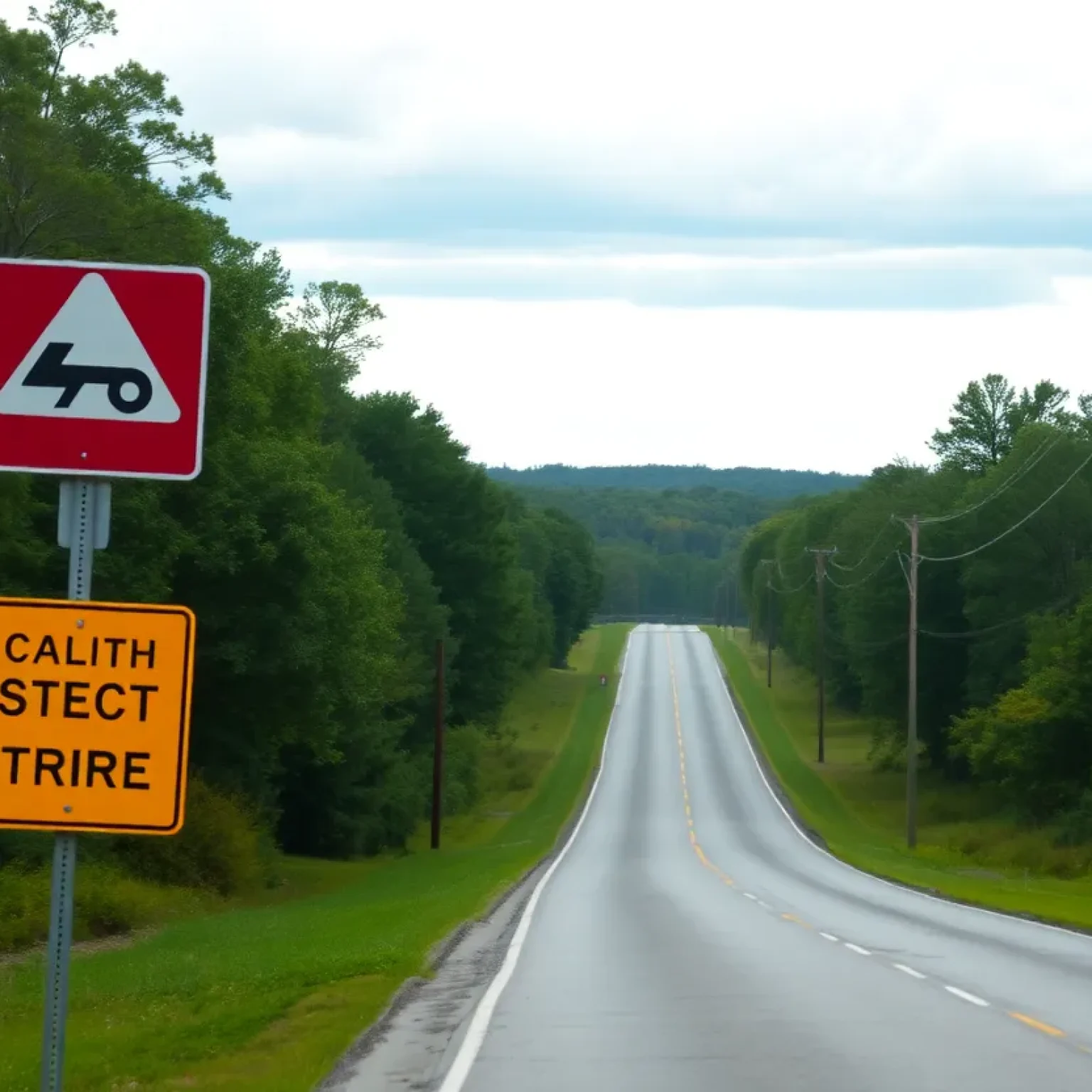 Florence County road with safety signs