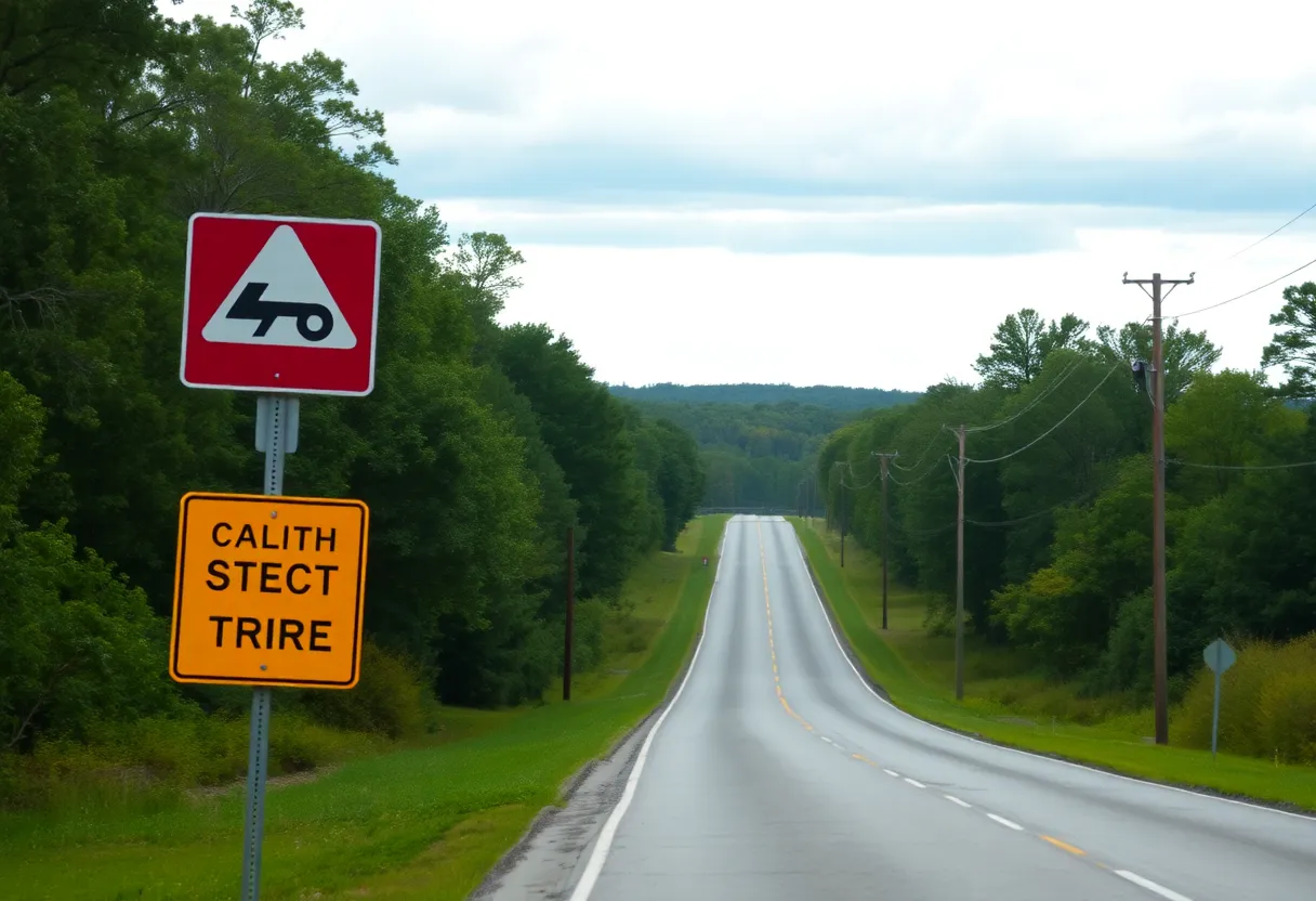 Florence County road with safety signs