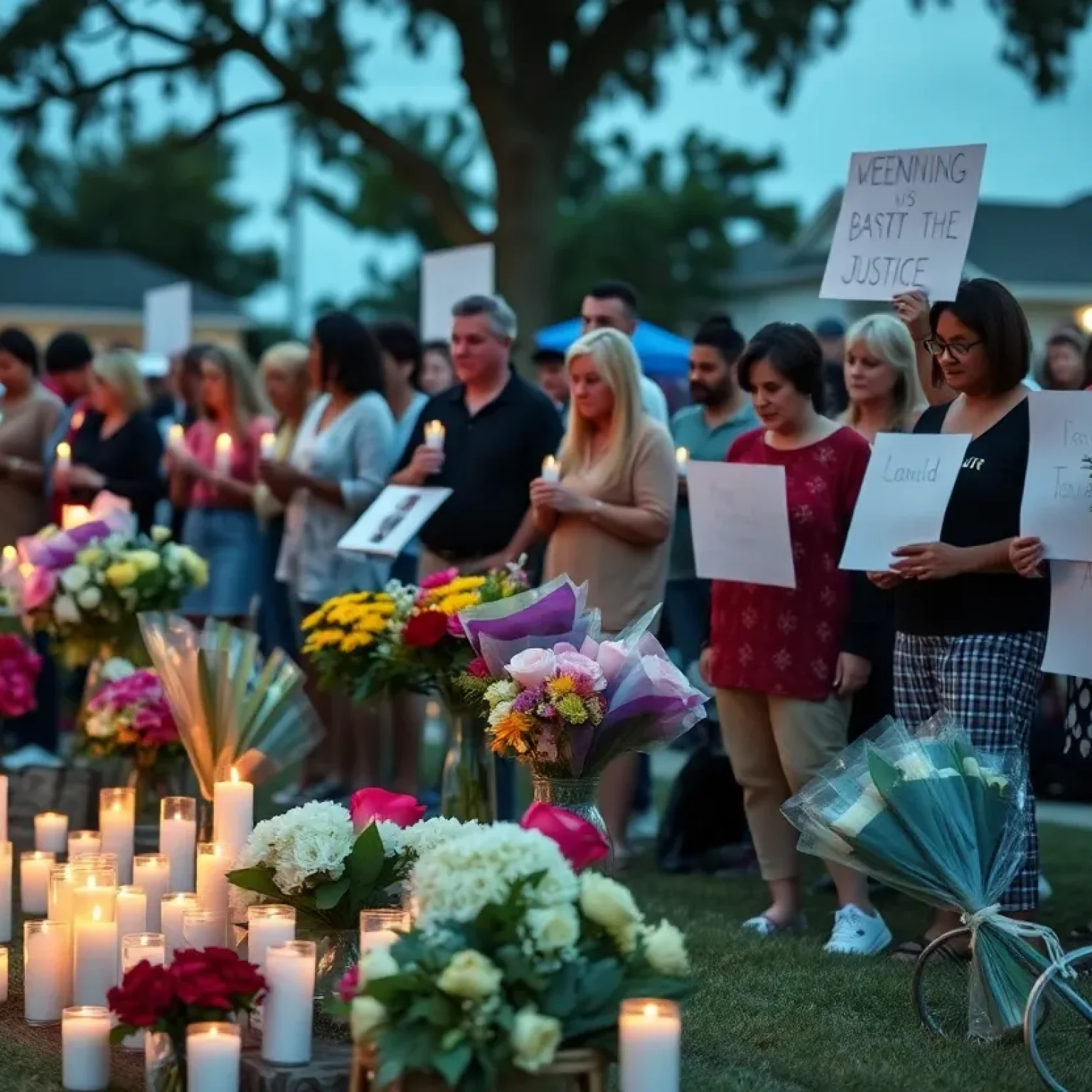 Candles and flowers placed in memory of a young man in Florence SC