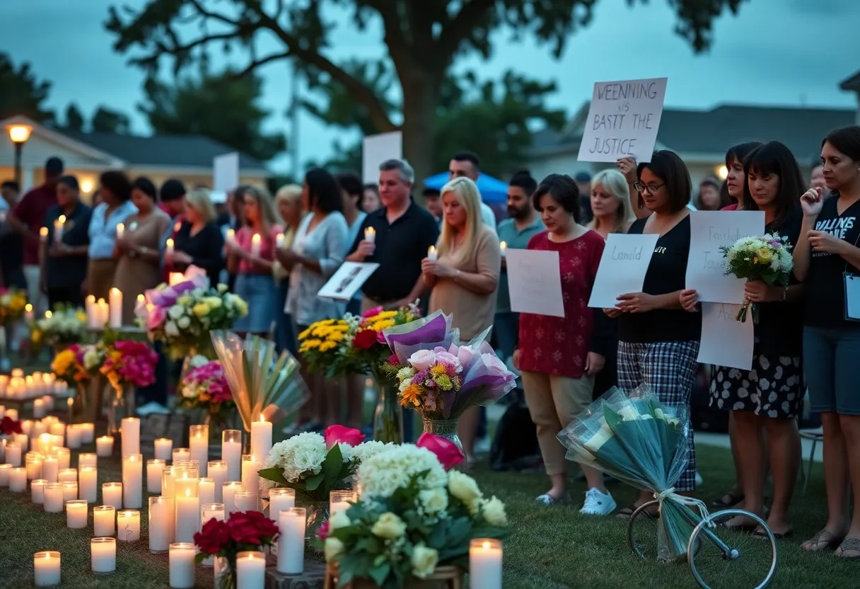 Candles and flowers placed in memory of a young man in Florence SC