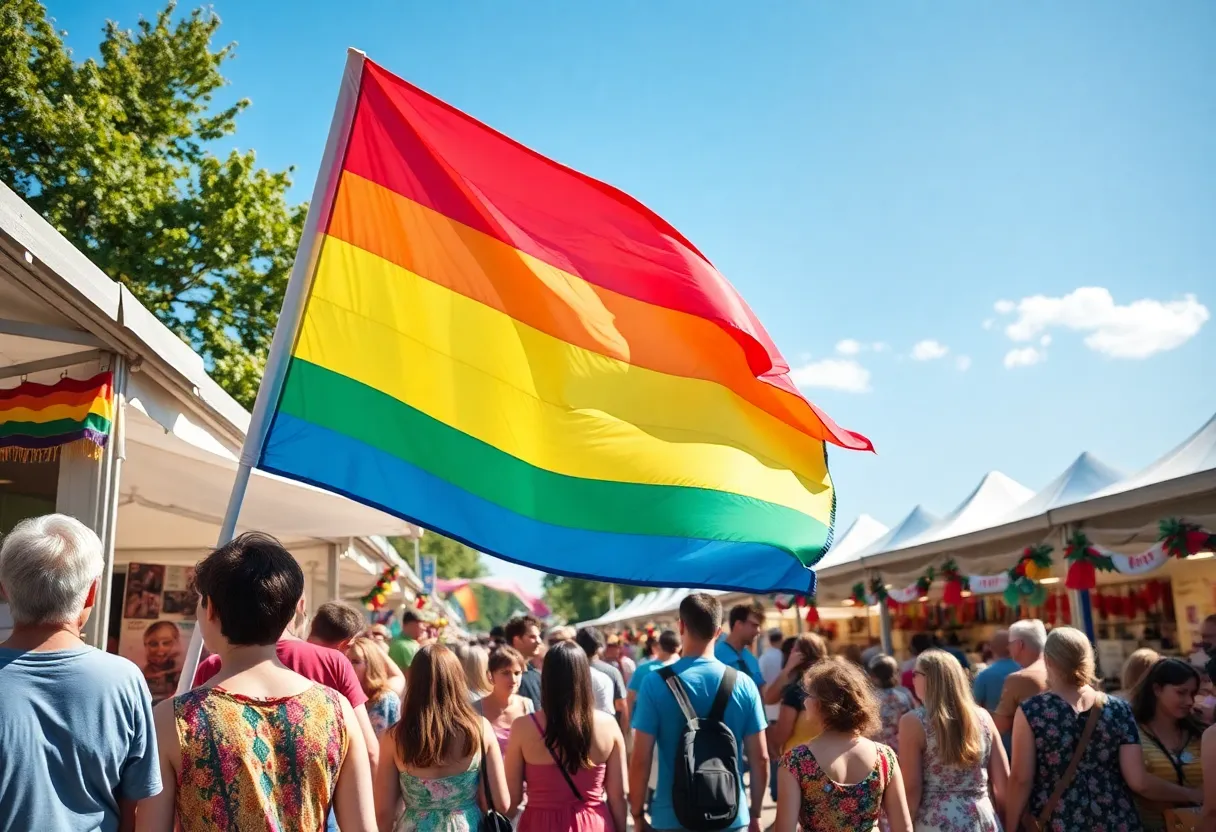 Community celebrating Pride at Florence's inaugural Pride in the Pee Dee event.