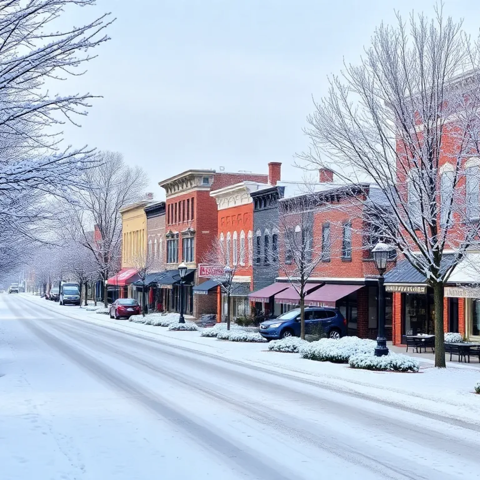 Snow-covered streets in Florence, SC