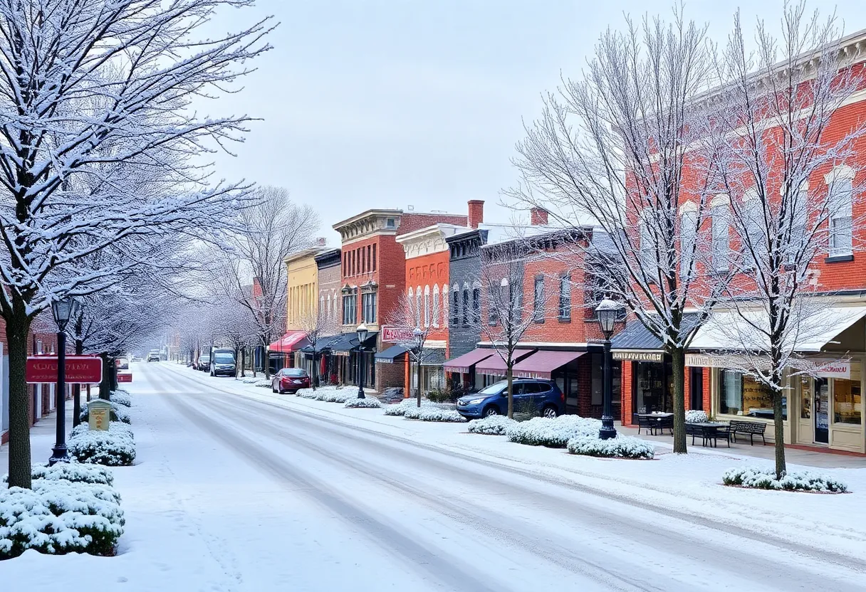 Snow-covered streets in Florence, SC