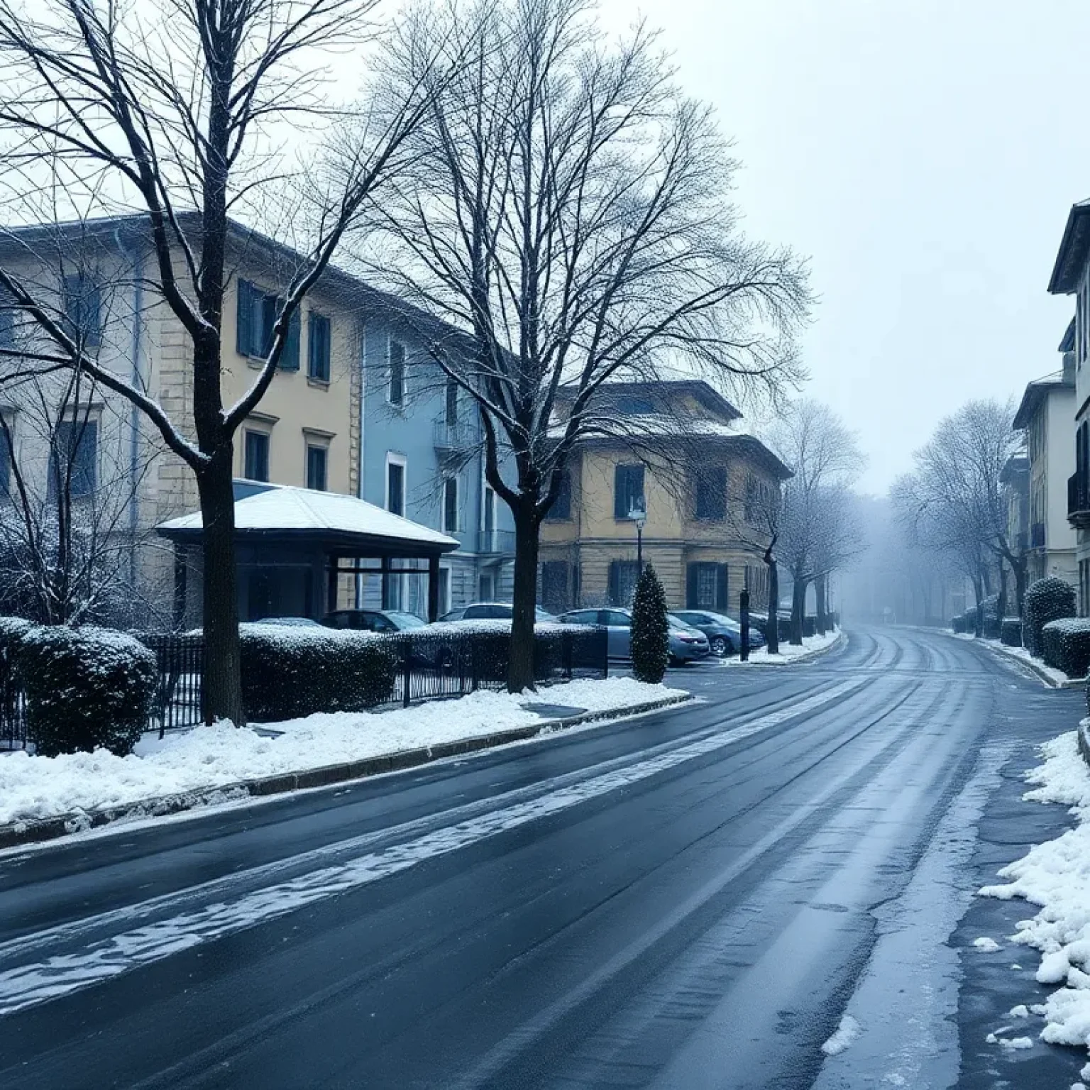 Icy streets in Florence during winter storm