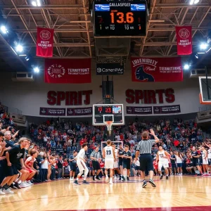 Francis Marion University basketball teams competing on the court