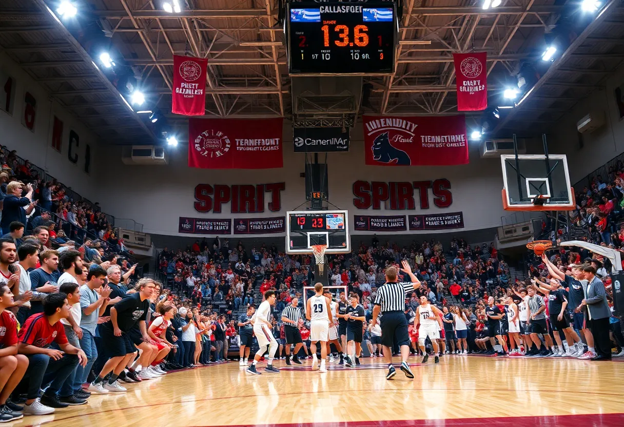 Francis Marion University basketball teams competing on the court