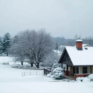 Snow-covered landscape in Horry County during an arctic blast