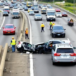 Multi-vehicle crash on I-95 with overturned car