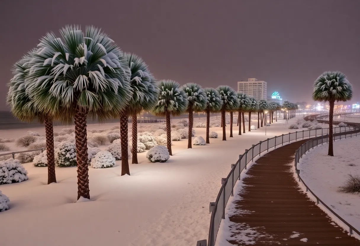 Myrtle Beach landscape transformed by snow